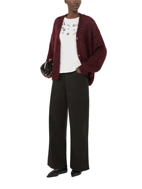 T-SHIRT MANICA CORTA CON MOTIVO RICAMATO DONNA OFF BIANCO