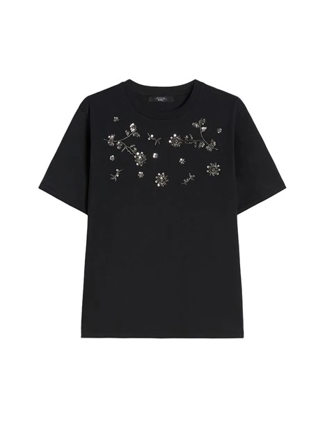 T-SHIRT MANICA CORTA CON MOTIVO RICAMATO DONNA NERO