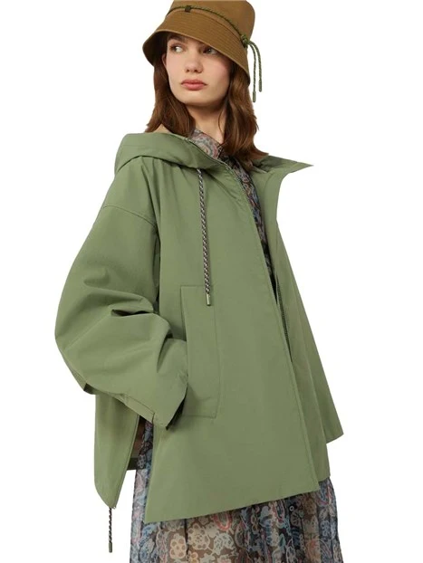 GIACCA IMPERMEABILE ANTIVENTO CON CAPPUCCIO DONNA VERDE