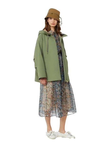GIACCA IMPERMEABILE ANTIVENTO CON CAPPUCCIO DONNA VERDE