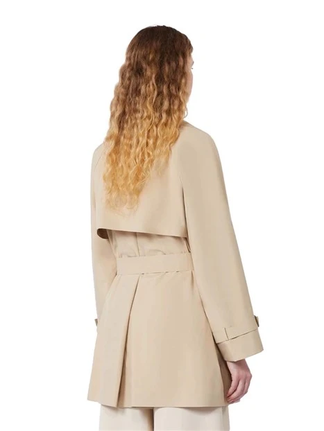 TRENCH CORTO DOPPIOPETTO CON TASCHE A FILETTO  DONNA BEIGE