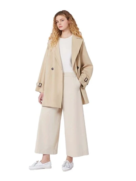 TRENCH CORTO DOPPIOPETTO CON TASCHE A FILETTO  DONNA BEIGE