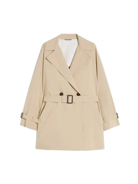 TRENCH CORTO DOPPIOPETTO CON TASCHE A FILETTO  DONNA BEIGE