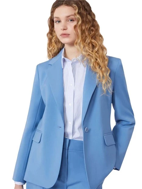 BLAZER IN LANA CON BOTTONI SUI POLSI  DONNA AZZURRO