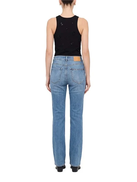 JEANS REGULAR CON ORLO SFRANGIATO DONNA BLU