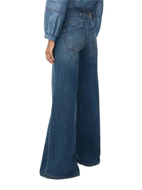 JEANS A ZAMPA CON TASCHE FRONTALI APPLICATE DONNA BLU