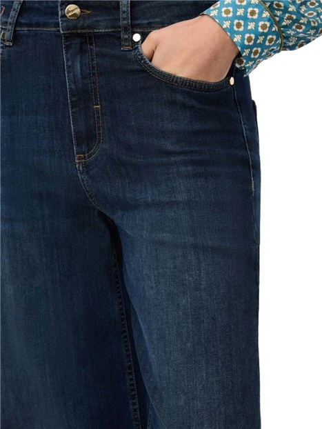 JEANS PALAZZO CON BOTTONE E ZIP NASCOSTA DONNA BLU