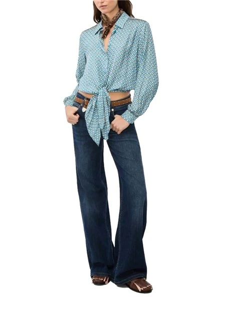 JEANS PALAZZO CON BOTTONE E ZIP NASCOSTA DONNA BLU