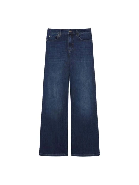 JEANS PALAZZO CON BOTTONE E ZIP NASCOSTA DONNA BLU