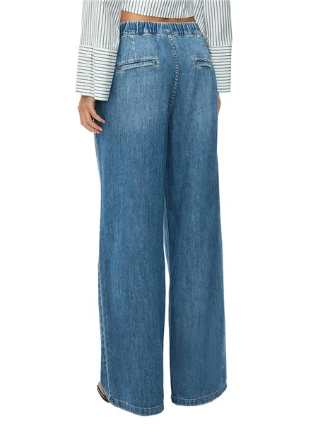 JEANS  PALAZZO IN MISTO COTONE CON ZIP NASCOSTA DONNA BLU