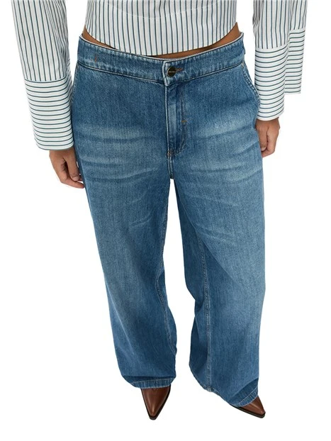 JEANS  PALAZZO IN MISTO COTONE CON ZIP NASCOSTA DONNA BLU