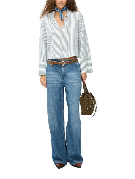 JEANS  PALAZZO IN MISTO COTONE CON ZIP NASCOSTA DONNA BLU