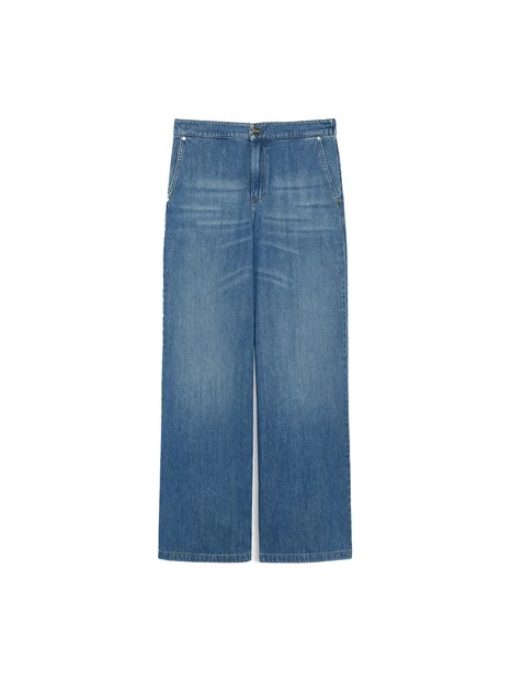 JEANS  PALAZZO IN MISTO COTONE CON ZIP NASCOSTA DONNA BLU