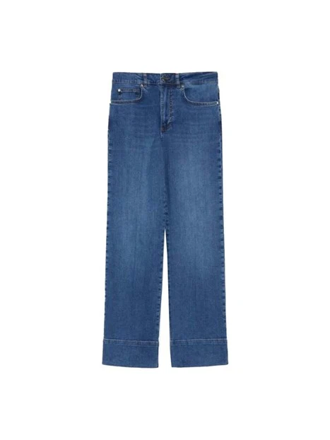 JEANS REGULAR CON PIEGA STIRATA E ZIP NASCOSTA DONNA BLU