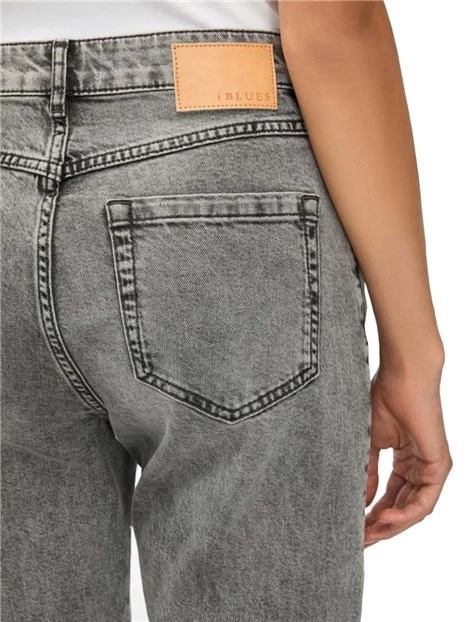 JEANS REGULAR CON PIEGA STIRATA E ZIP NASCOSTA DONNA GRIGIO