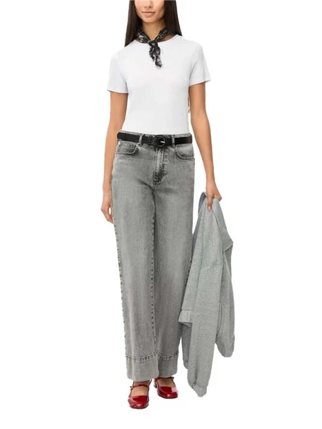 JEANS REGULAR CON PIEGA STIRATA E ZIP NASCOSTA DONNA GRIGIO