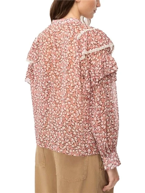 CAMICIA CON RUCHES DECORATIVE DONNA ROSA