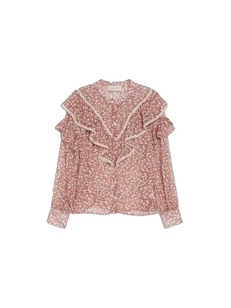 CAMICIA CON RUCHES DECORATIVE DONNA ROSA