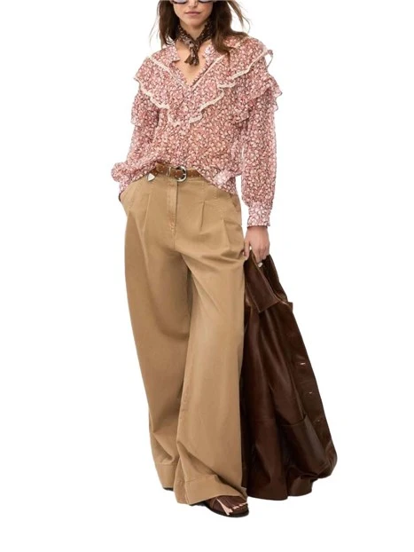 CAMICIA CON RUCHES DECORATIVE DONNA ROSA