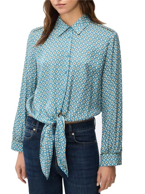 CAMICIA CON LEMBI DA ANNODARE DONNA  CELESTE