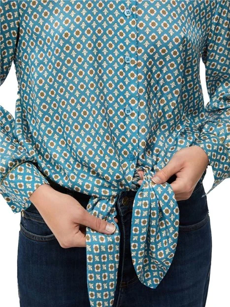 CAMICIA CON LEMBI DA ANNODARE DONNA  CELESTE