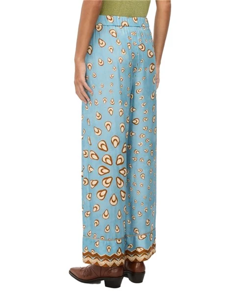 PANTALONI PALAZZO CON STAMPA DONNA CELESTE
