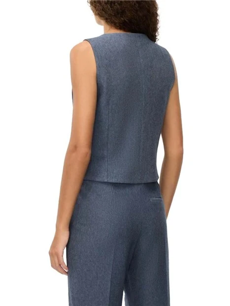 GILET FIT ADERENTE SCOLLO A V DONNA BLU