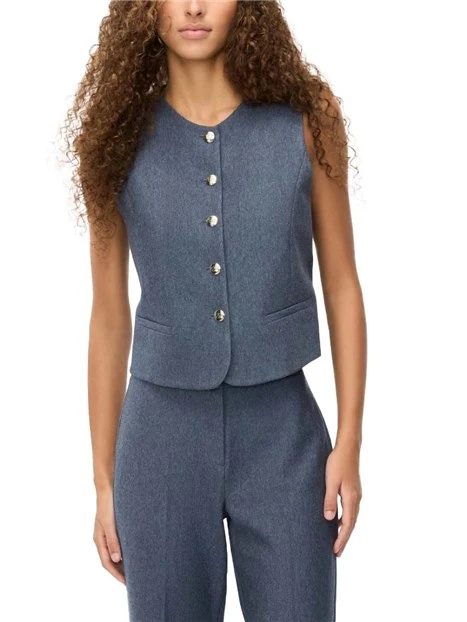 GILET FIT ADERENTE SCOLLO A V DONNA BLU