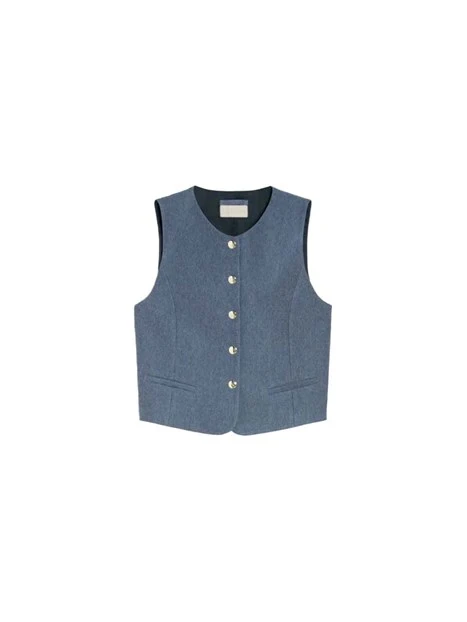 GILET FIT ADERENTE SCOLLO A V DONNA BLU