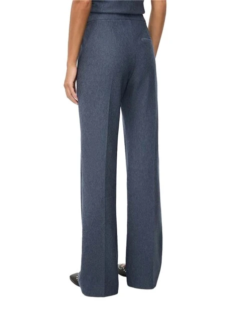 PANTALONI PALAZZO CON CHIUSURA GANCIO E ZIP DONNA BLU