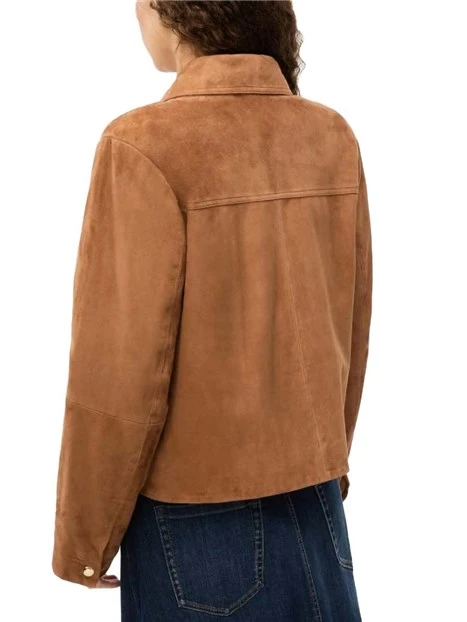 GIACCA IN PELLE SCAMOSCIATA TASCHE CON PATTA DONNA MARRONE