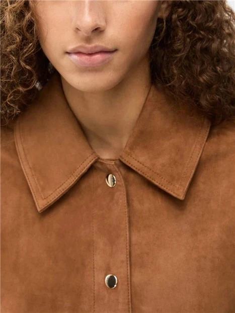 GIACCA IN PELLE SCAMOSCIATA TASCHE CON PATTA DONNA MARRONE