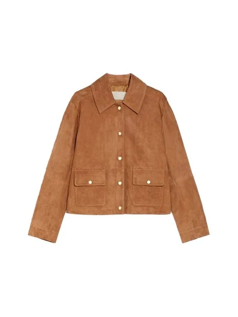 GIACCA IN PELLE SCAMOSCIATA TASCHE CON PATTA DONNA MARRONE