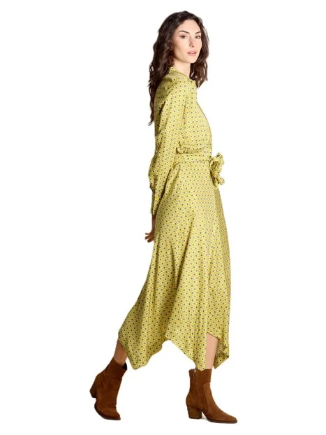 VESTITO LUNGO CHEMISIER IN TWILL STAMPATO DONNA GIALLO