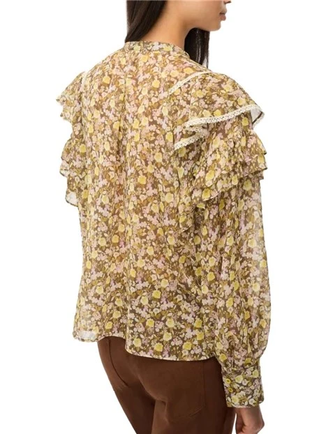 CAMICIA CON RUCHES DECORATIVE DONNA VERDE