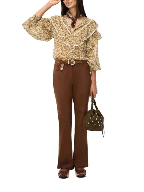 CAMICIA CON RUCHES DECORATIVE DONNA VERDE