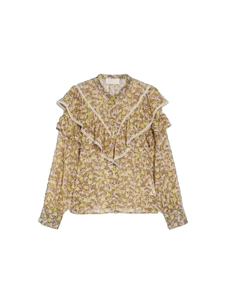 CAMICIA CON RUCHES DECORATIVE DONNA VERDE