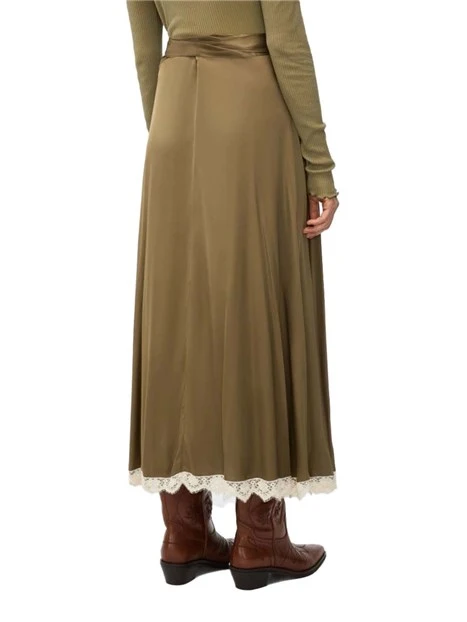 GONNA LUNGA IN RASO FLUIDO DONNA VERDE