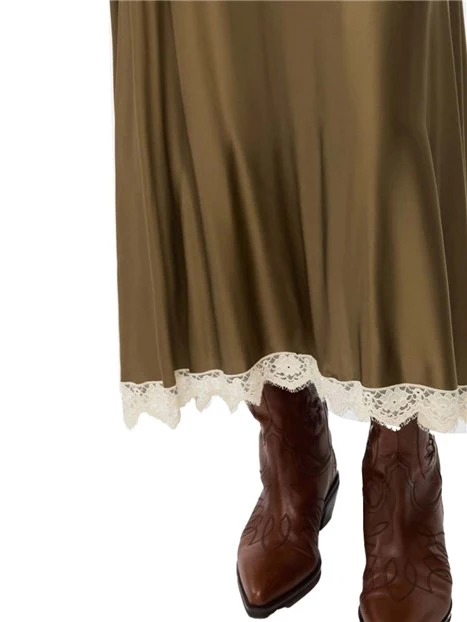 GONNA LUNGA IN RASO FLUIDO DONNA VERDE