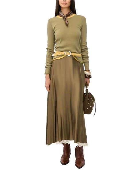 GONNA LUNGA IN RASO FLUIDO DONNA VERDE