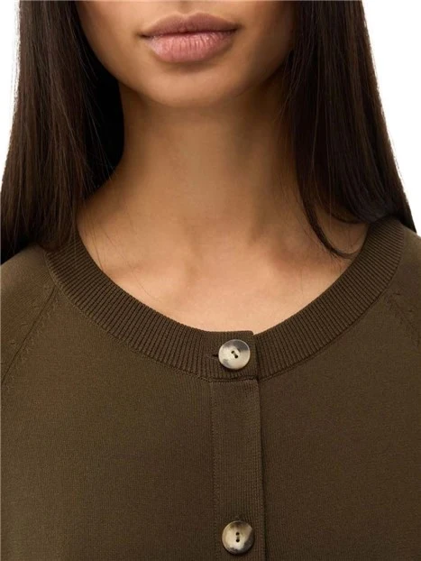 CARDIGAN  CON SCOLLO TONDO BORDI A COSTINE DONNA MARRONE