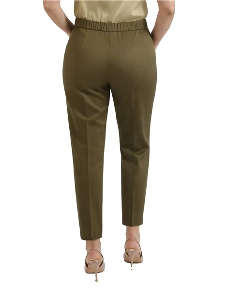 PANTALONE CHINO IN POPELINE DI COTONE STRETCH DONNA VERDE