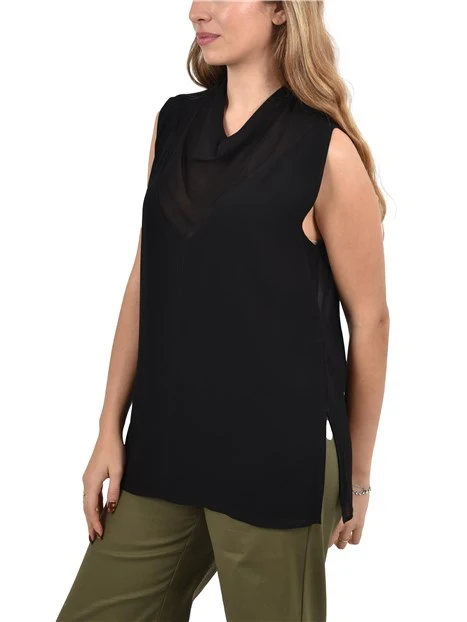 TOP CON COLLO MORBIDO  DONNA NERO