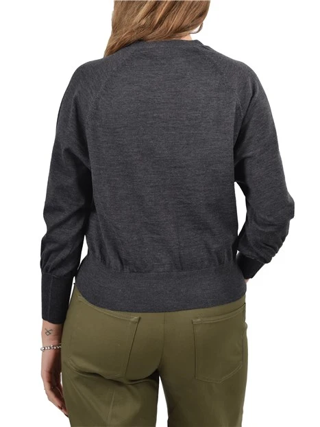 CARDIGAN IN LANA CON MANICHE EFFETTO PALLONCINO DONNA GRIGIO