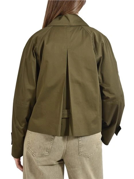 GIACCA DOPPIOPETTO IN COTONE STRETCH CON COLLO A REVER DONNA MARRONE