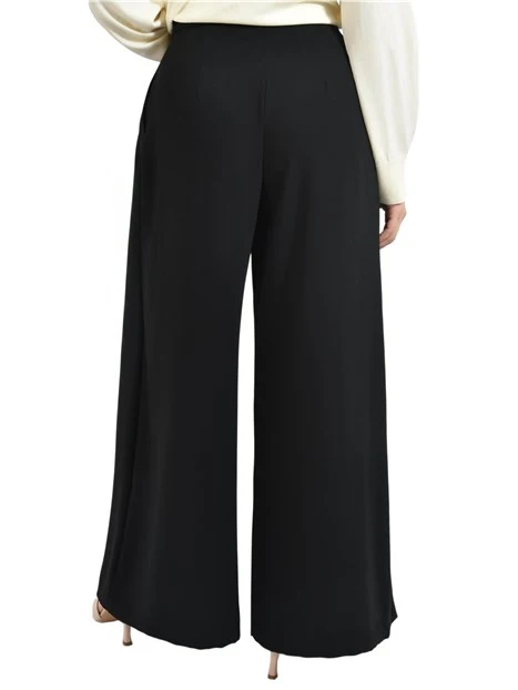 PANTALONI PALAZZO IN CREPE FLUIDO CON PINCES  DONNA NERO