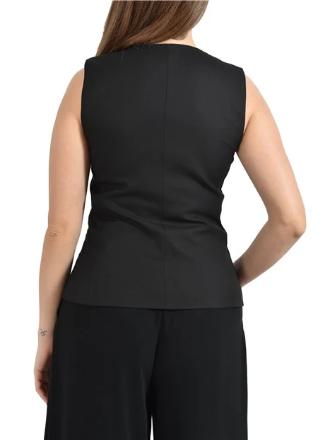 GILET IN TWILL STRETCH DONNA NERO