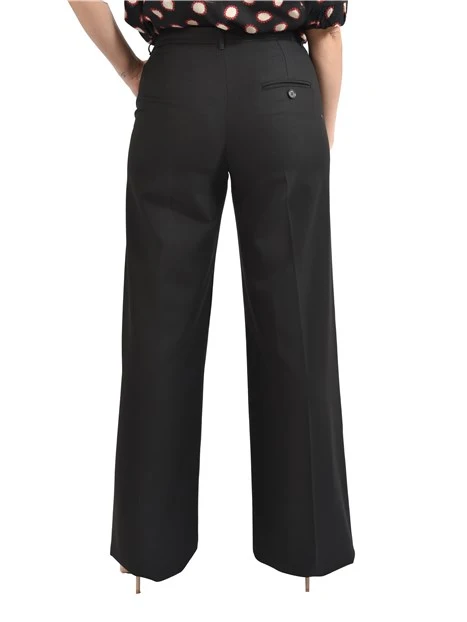 PANTALONI PALAZZO IN MISTO VISCOSA CON PIEGA STIRATA DONNA NERO