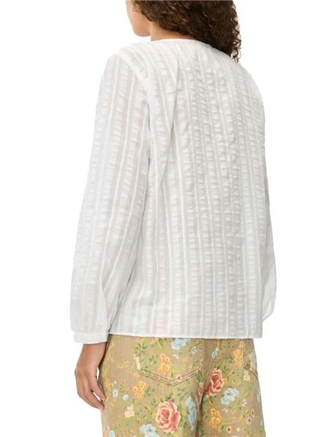 BLUSA FIT AMPIO CON SCOLLO A V DONNA BIANCO