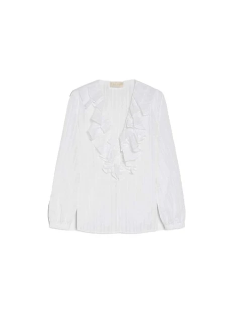 BLUSA FIT AMPIO CON SCOLLO A V DONNA BIANCO